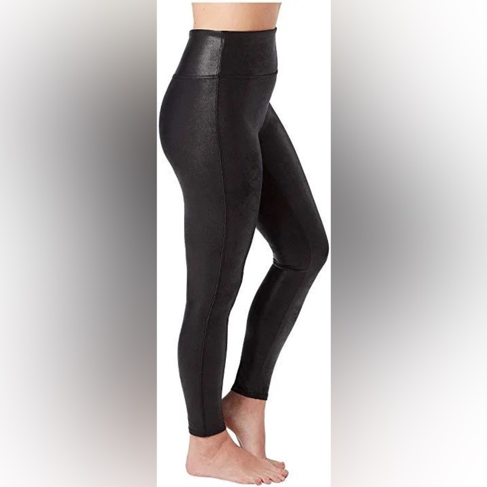 Spanx Faux Leather Leggings Black Size S Petite | Shaping High Waist - Picture 2 of 7